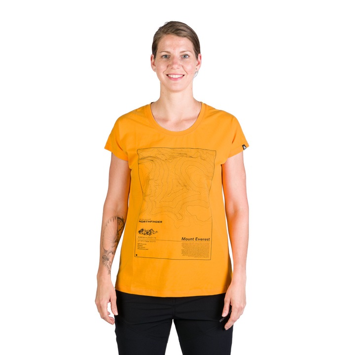 Tricou dama din bumbac pentru trekking Gayel lightorange, Portocaliu deschis