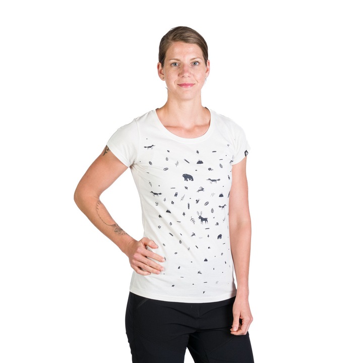 Tricou dama respirabil din bumbac organic cu imprimeu Judith, Alb