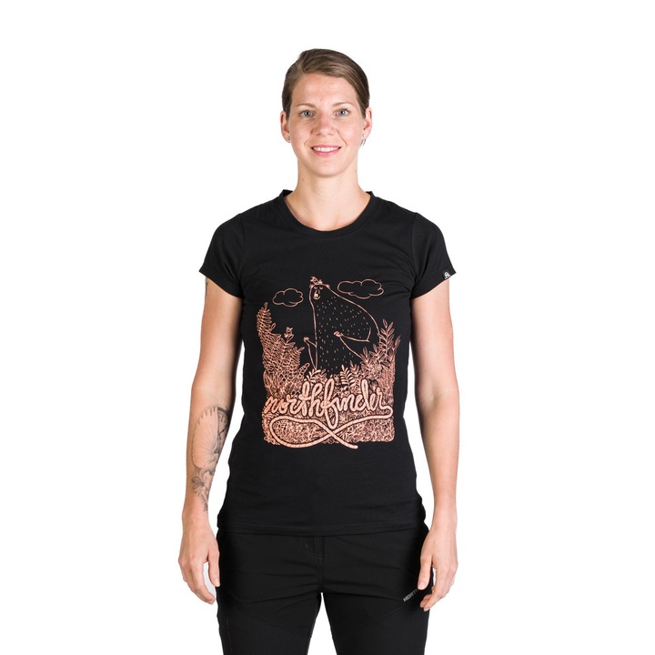 Tricou elastic din bumbac pentru femei Mable, Negru