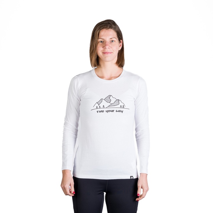 Tricou dama cu maneca lunga bumbac Sonya, Alb