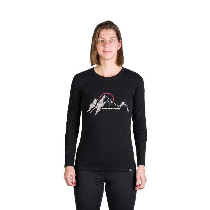 Tricou dama cu maneca lunga bumbac Shari, Negru