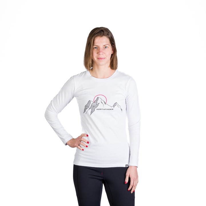 Tricou dama cu maneca lunga bumbac Shari, Alb