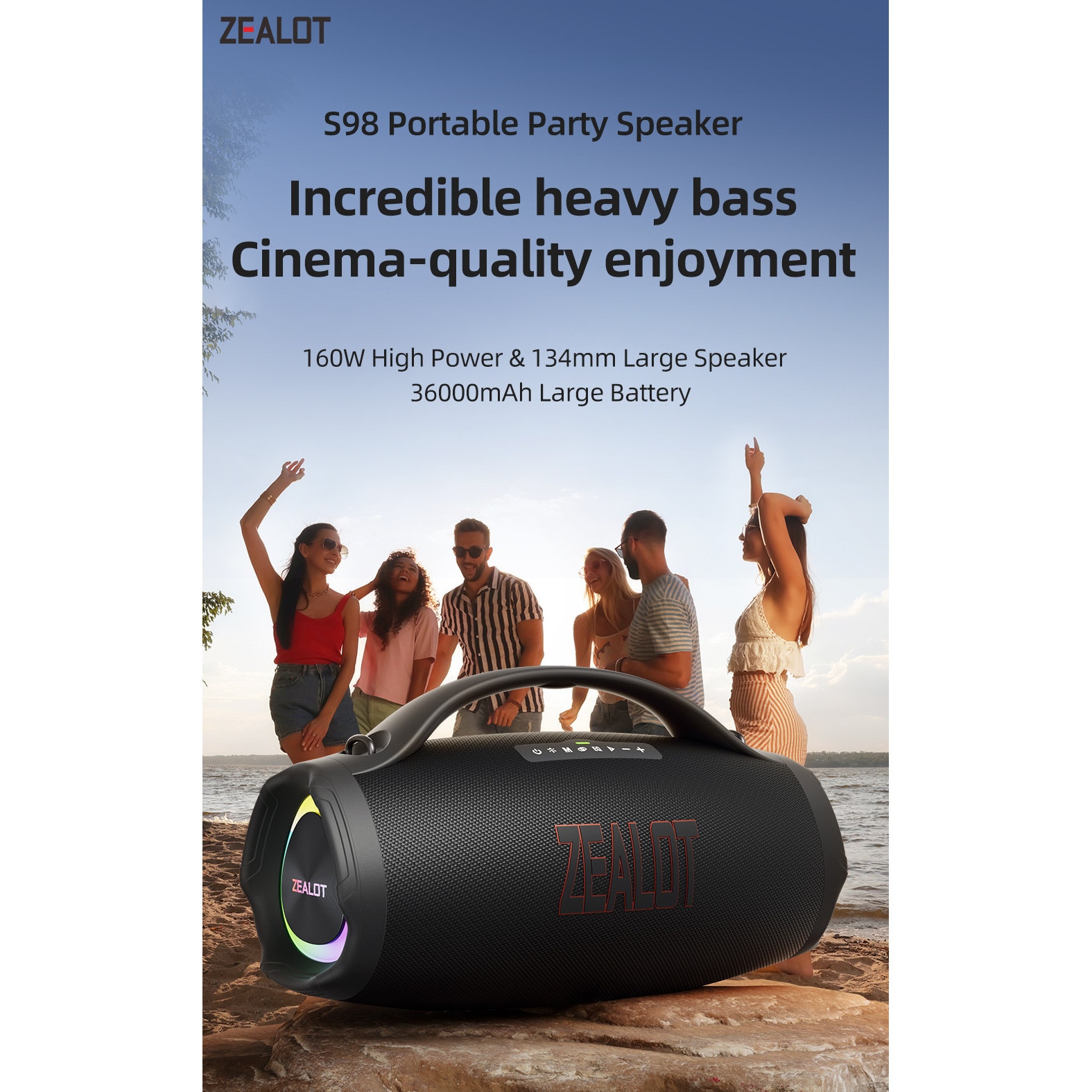 Boxa Portable Bluetooth Exterior, 150W - ZEALOT S98 Nou