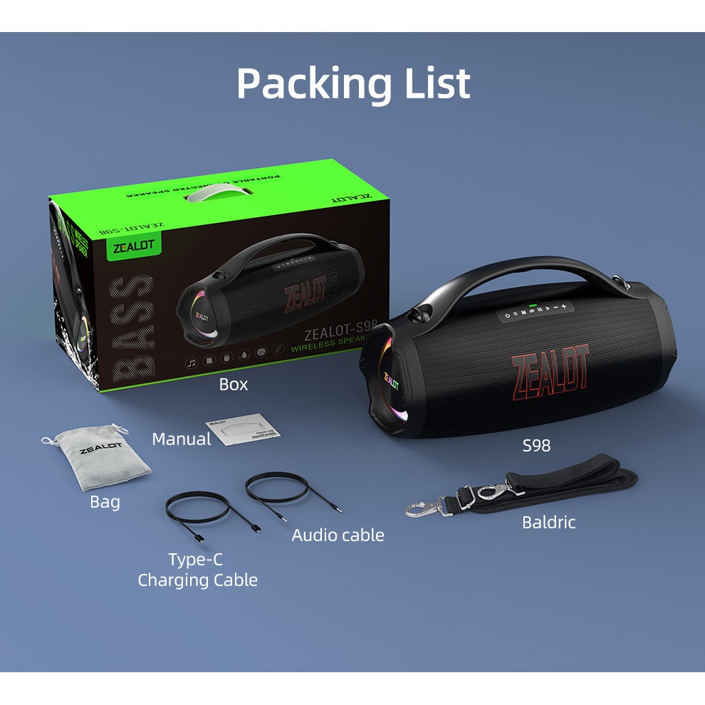 Boxa Portable Bluetooth Exterior, 150W - ZEALOT S98 Nou