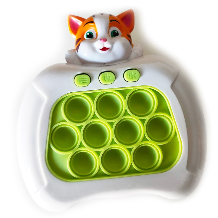 Joc interactiv Pop-It Consola, antistres, cu sunete si lumini, Pisicuta, SARALMA®