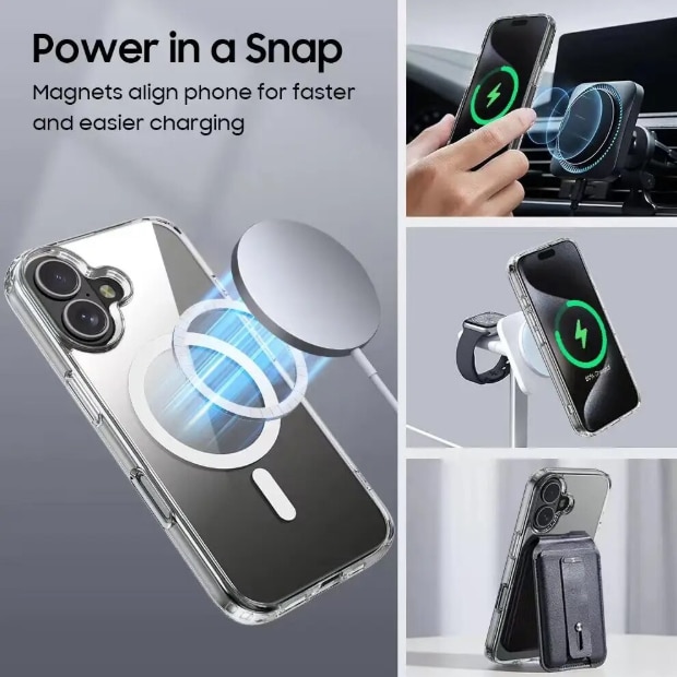 Husa protectie Mat-Tech compatibila cu iPhone 16, MagSafe, Protectie Camera, Colturi anti-soc, Decupaje Precise, Rezistenta la impact, Transparenta