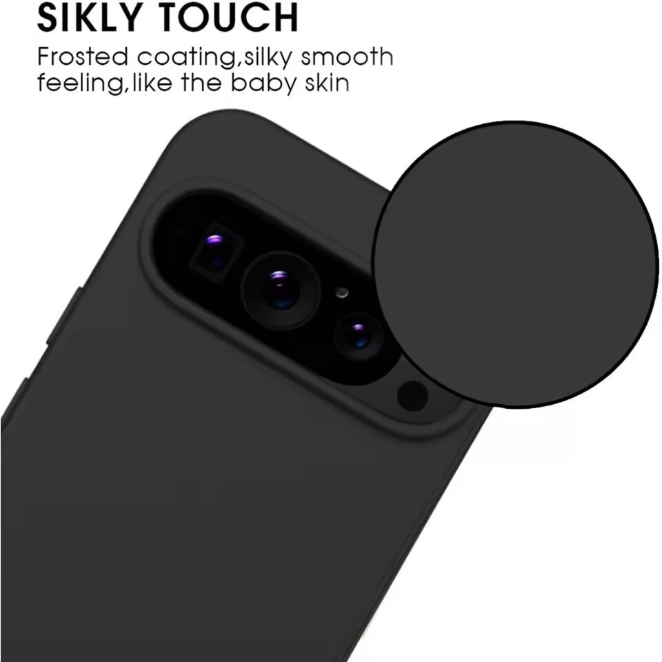 Husa protectie compatibila cu Google Pixel 9 / Pixel 9 Pro, Silicon Flexibil Mat, Protectie Camera, Margini Ridicare pentru protectie ecran, Negru