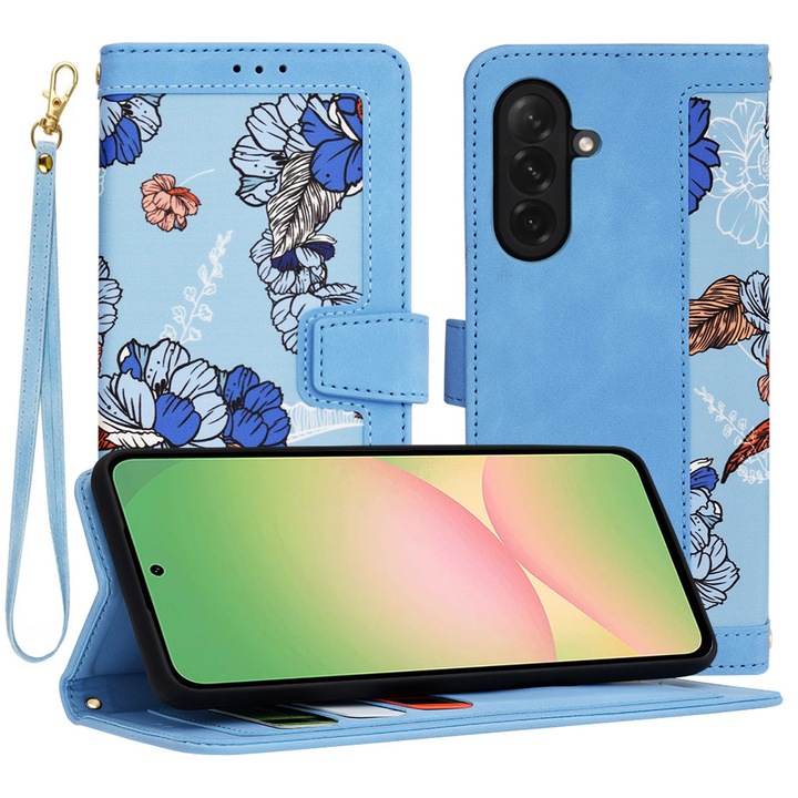 Husa Protectie pentru Samsung Galaxy A56 5G, L14, Piele ecologica, Vibrant Blue