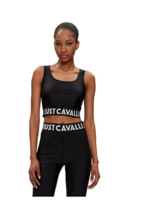 Tricou dama DF1AA345DE53, Just Cavalli, Poliamida/Elastan, Negru, 38 EU