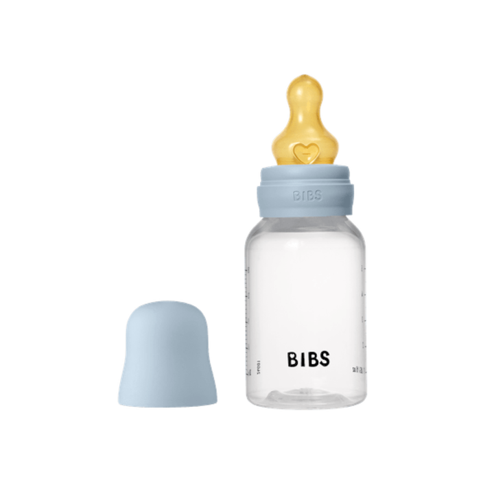 Set complet biberon anticolici BIBS, 150 ml, Latex, Baby Blue