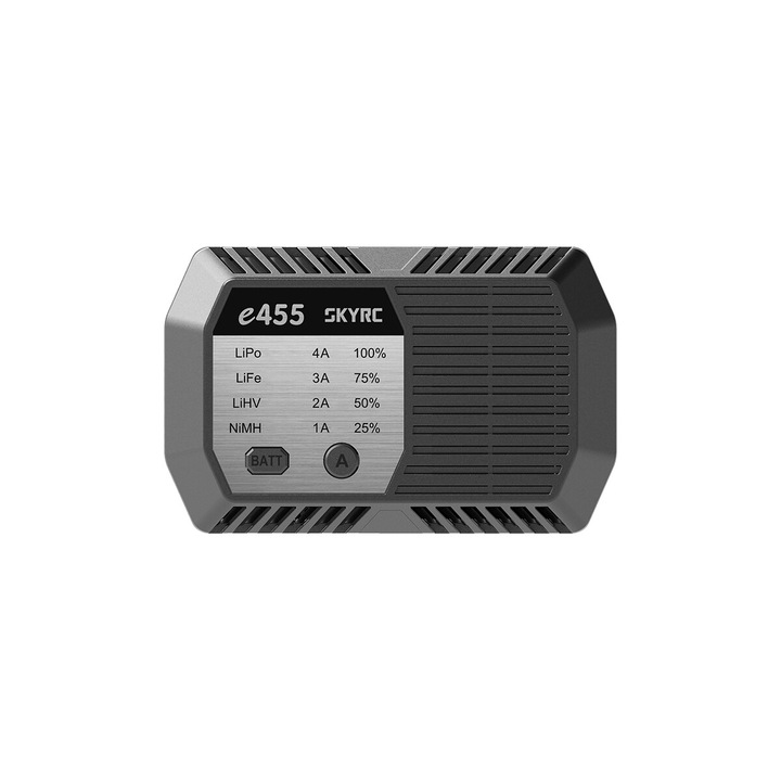 SKY RC e455 50W-os töltő Li-polimer/Li-Fe/LiHV akkumulátorokhoz 2-4 cellás, NiMH 6-8 cellás, 100-240V, 1-4A