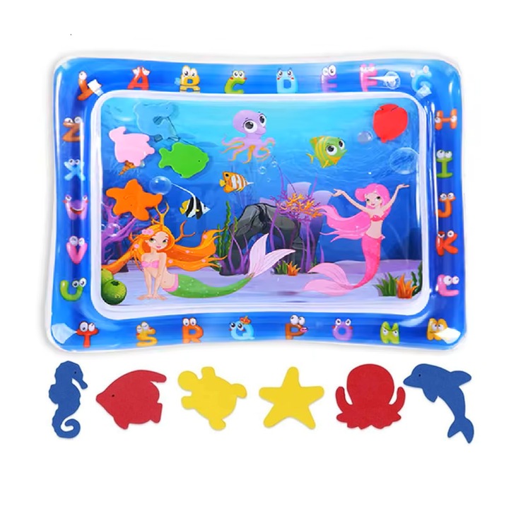 Covoras gonflabil de apa senzorial cu coordonare peste si abilitati motorii MilaBaby, multicolor