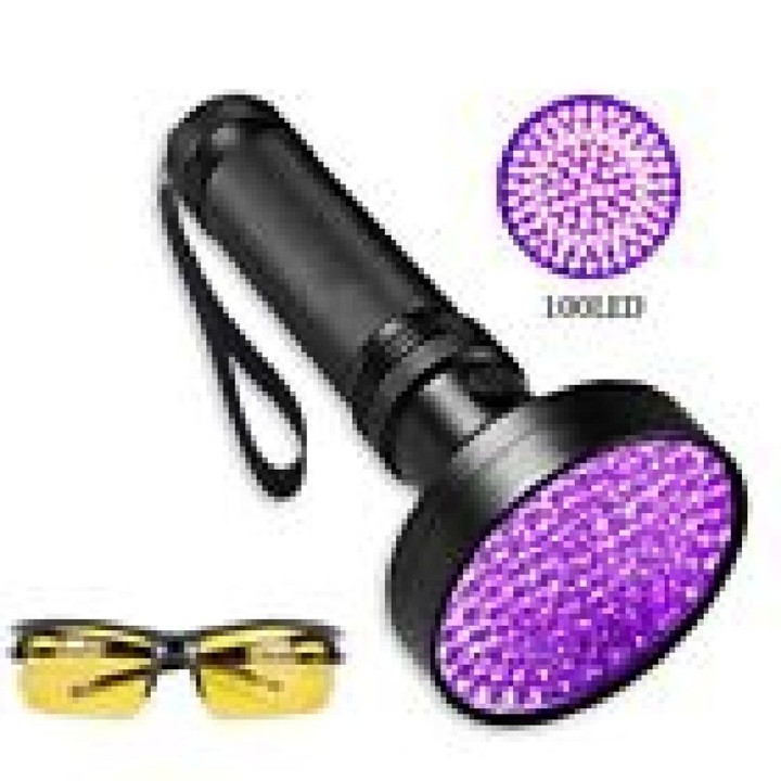 UV светлина за откриване на дървеници, Enforose, 100 светодиода, дължина на вълната 395 Nm, виолетова светлина за премахване на петна и откриване на фалшиви пари