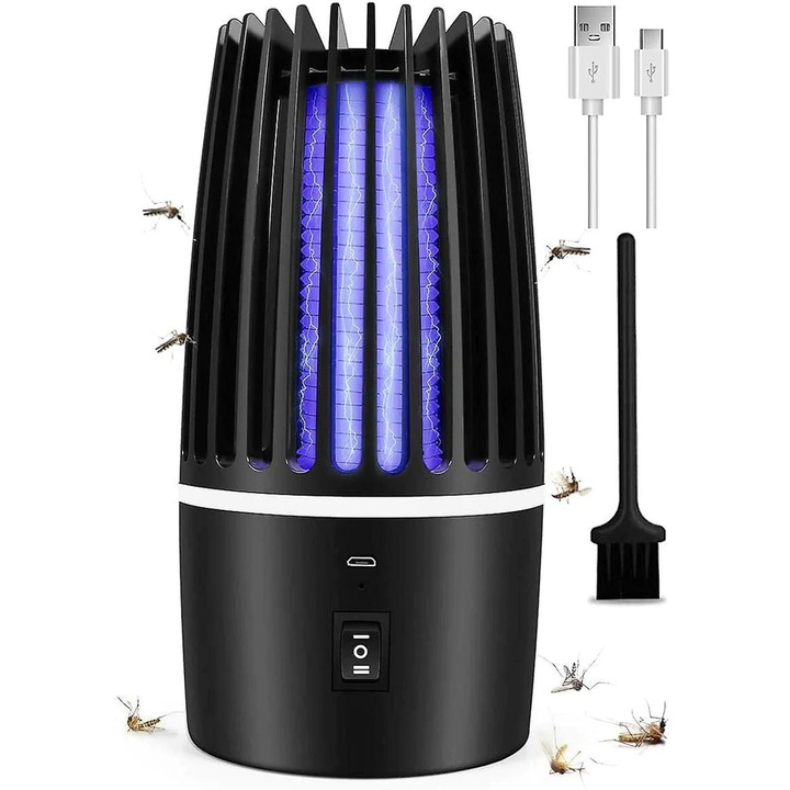 Електрическа лампа против комари, шоков тип, черна, 20.8x10.5см