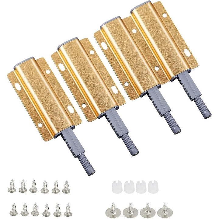 Set balamale usa dulap, incuietoare magnetica inovatoare pentru dulap, design dublu cu apasare pentru deschidere, incuietori ascunse pentru usi care asigura durabilitate pe viata, instalare usoara pentru o aplicatie larga Enforose