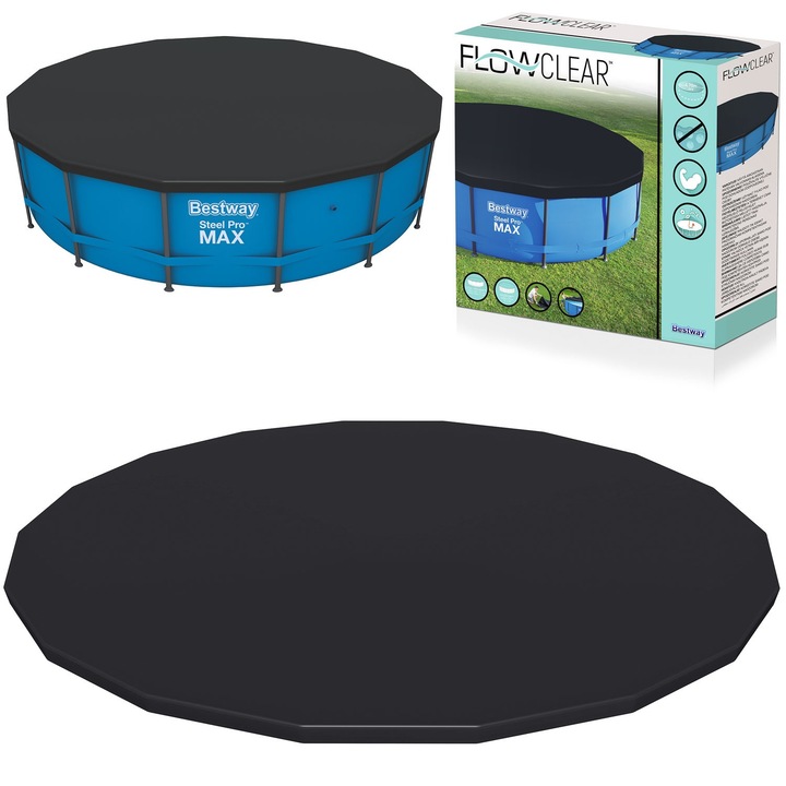 Medencefedés, 457 cm, Bestway, lefolyólyukakkal, PE anyagból, 470 cm