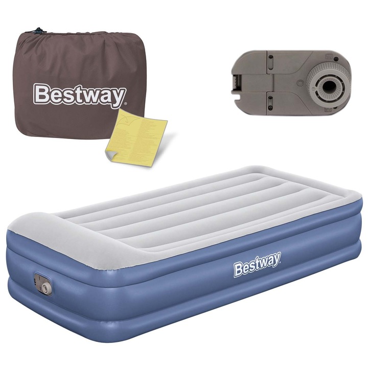Saltea camping Bestway, materac dmuchat cu pompa electrica, 191x97x46 cm