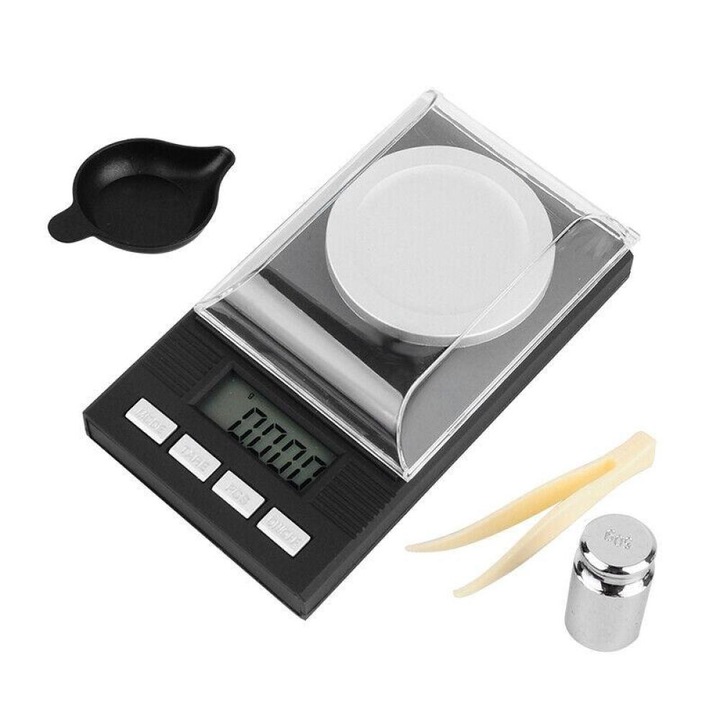 Cantar digital de precizie Enforose, design portabil, 50g, 0.001g, display LCD mare