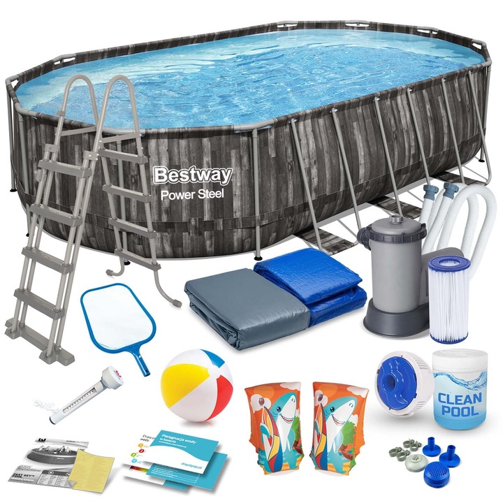 Рамков градински басейн 610 x 366 x 122 см 18 в 1 Bestway 5611R