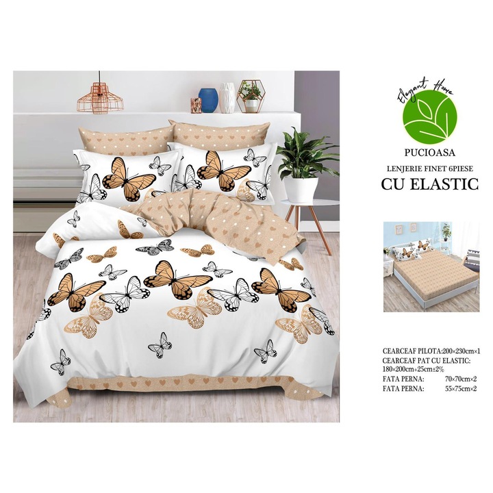 Lenjerie De Pat Finet Cu Elastic - Fluturasi Bej