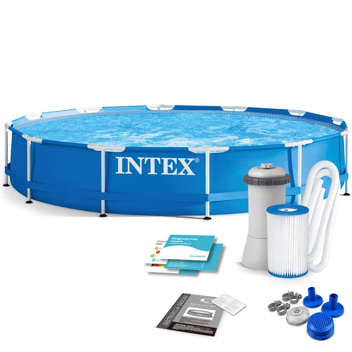 Басейн Intex 28212NP, Метална рамка, 366 x 76 см, Включена помпа за филтриране