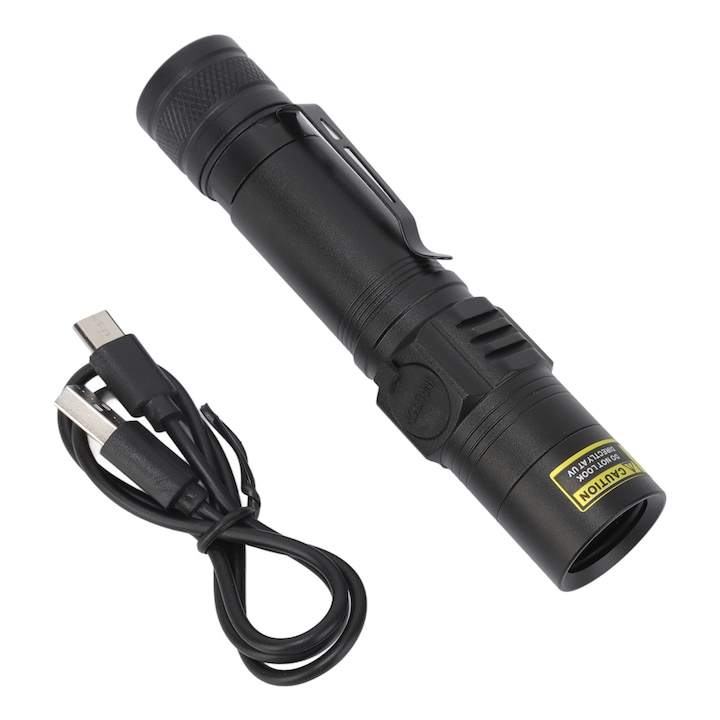 Акумулаторно UV фенерче, 365n, черно, 1 батерия 18650, USB-C порт