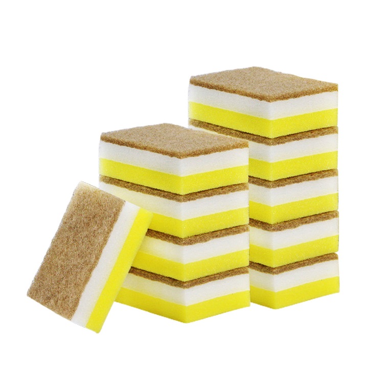 Гъба Enforose за тежко почистване, комплект от 10 части, целулозен материал, дизайн без надраскване, многоцветен