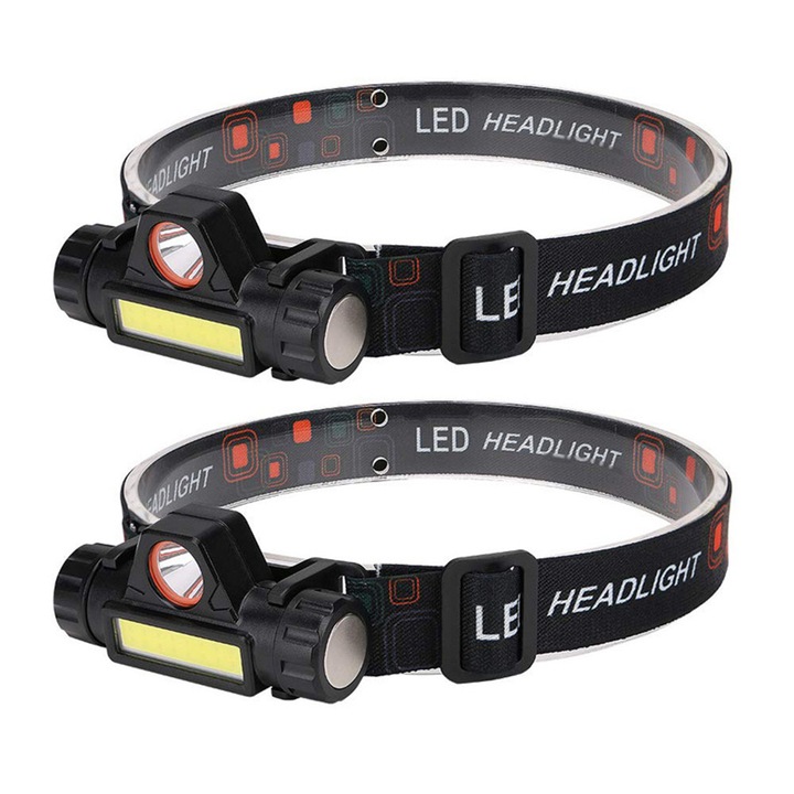 Enforose újratölthető LED lámpa, 130 lumen, vízálló, 2 db-os készlet, állítható pánt