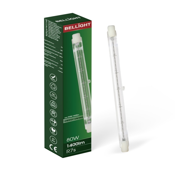Халогенна крушка BELLIGHT, J118 eco, 80W R7S, Class G, 230V