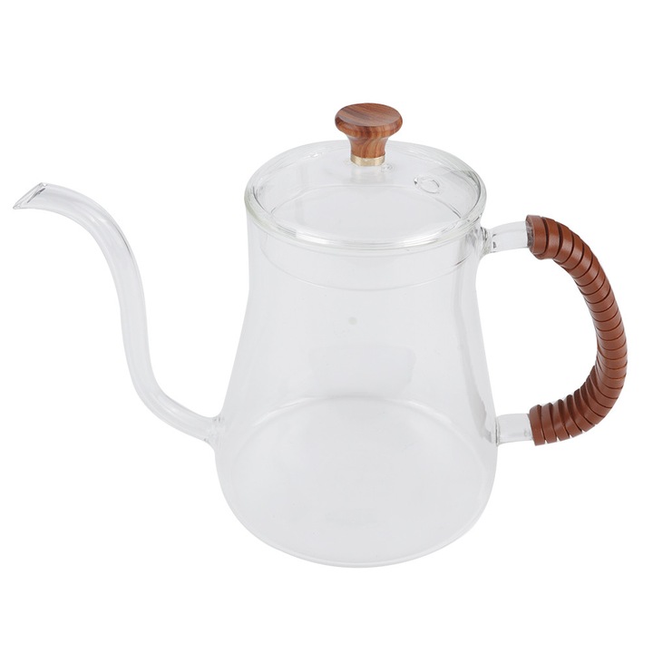 Fierbator pentru cafea Enforose, sticla borosilicata rezistenta la caldura, maner ergonomic din piele