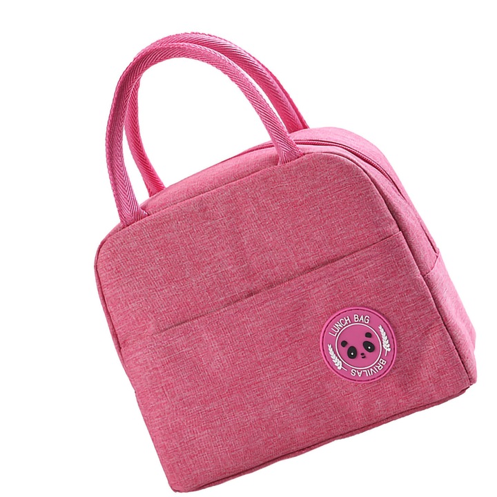 Чанта за обяд от велвет, Enforose, плътен плат Оксфорд, изолация, многократна употреба, розова