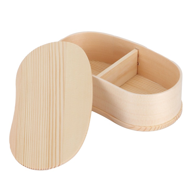 Cutie Bento in stil japonez, despartitor detasabil asigura prospetimea, bandajul fix previne scurgerile, lemn de cedru natural durabil pentru o experienta de luat masa de lux (17X9Cm)
