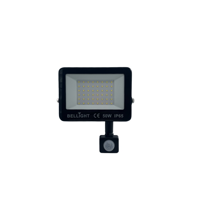 Proiector LED Bellight cu senzor de miscare, 50W, 5400lm, IP65, negru