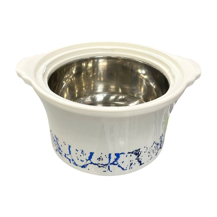 Caserola termica cu interior din inox, cu capac, 5 litri, alb/albastru