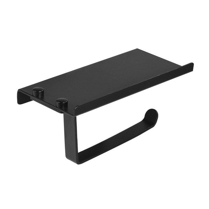 WC papír tartó, Enforose, space alumínium, antik kivitel, matt fekete, telefon polccal