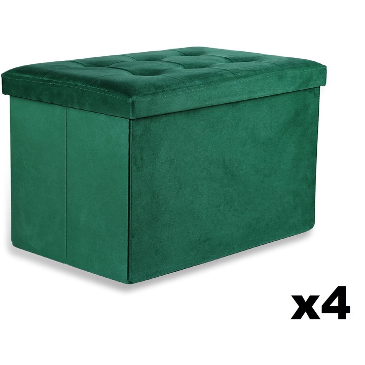 Leobert összecsukható puff, zöld, 60x38x38cm, tárolórekesszel, beltérre