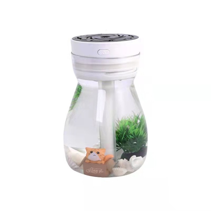 Hordozható párásító, Enforose, akvárium kialakítás, hangulatvilágítás, automatikus kikapcsolás funkció, ideális éjszakai használatra