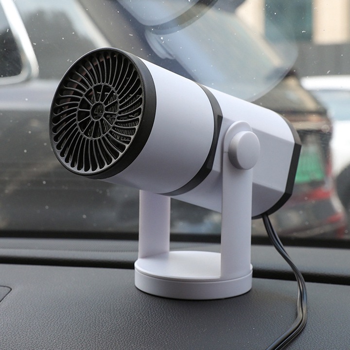 Hordozható autós hőlégfúvó 12V 150W, fűtés és hűtés funkció, 360°-ban forgatható, fekete
