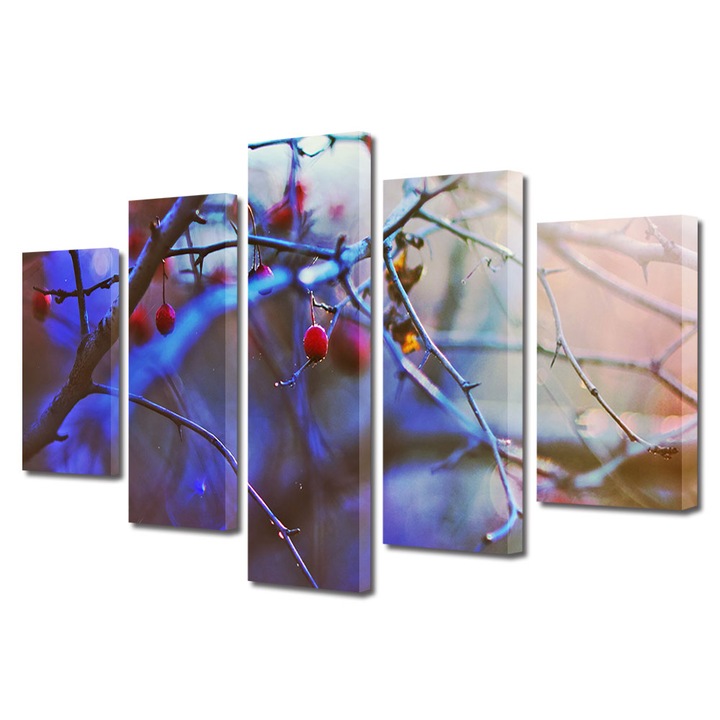 Set Tablouri Multicanvas 5 Piese Peisaj de Toamna cu Fructele toamnei, 120 x 225 cm