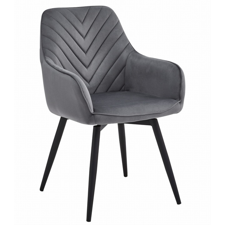 Въртящ се стол Oskar, велур, тъмносив, 40x61 см, комплект от 2 бр