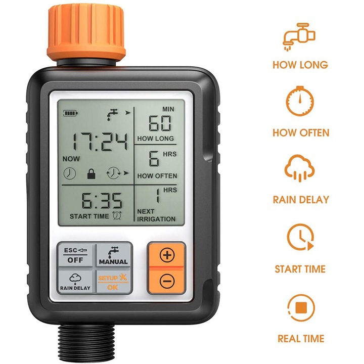 AMRINUGL Таймер за поливане, Функция за забавяне на дъжда, Интелигентна напоителна система, Водоустойчива