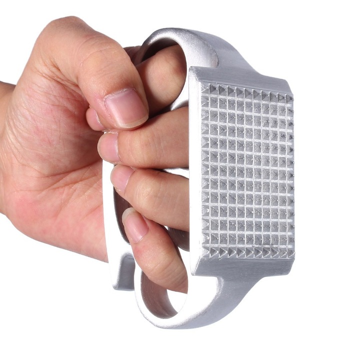 Ciocan de carne cu doua fete, AMRINUGL, inox, suprafata cu tepi, dimensiuni compacte