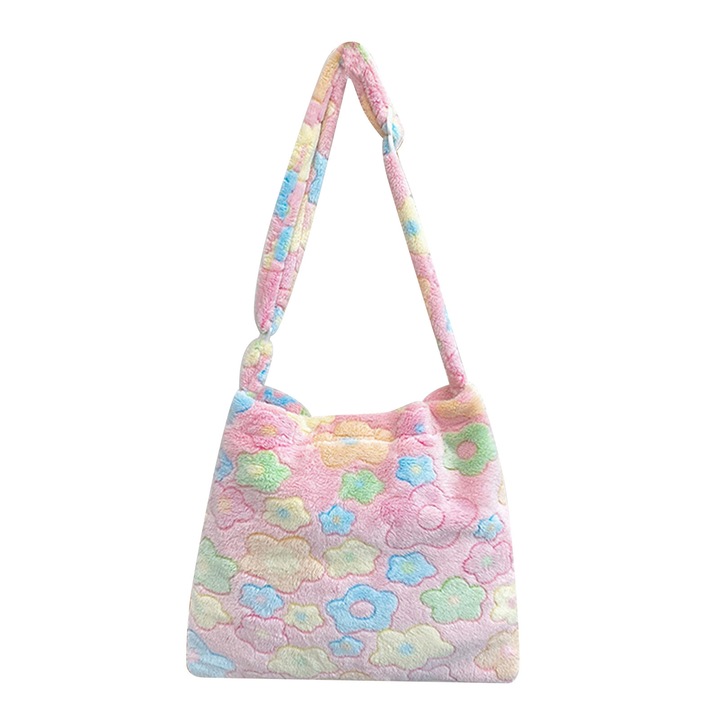 Extra virágmintás válltáska, rózsaszín, egy méretben, állítható kivitelben