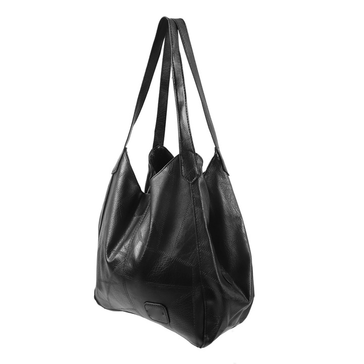 PU bőr válltáska, nagy kapacitású, modern design, fekete, univerzális méret