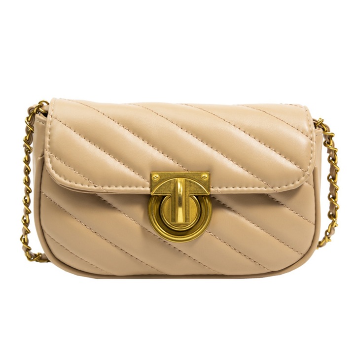 Női válltáska, elegáns kivitel, PU, biztonságos zárással, bézs, univerzális méret