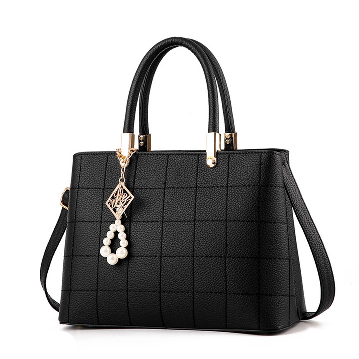 Női válltáska, többfunkciós kivitel, nagy kapacitású, fekete, egy méretben