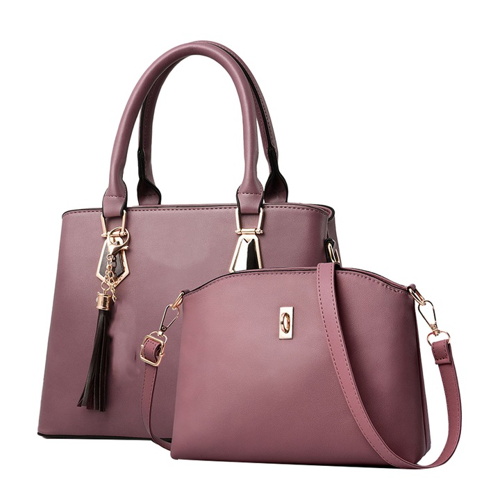 2 db női táska készlet, nagy kapacitású, PU bőr, o