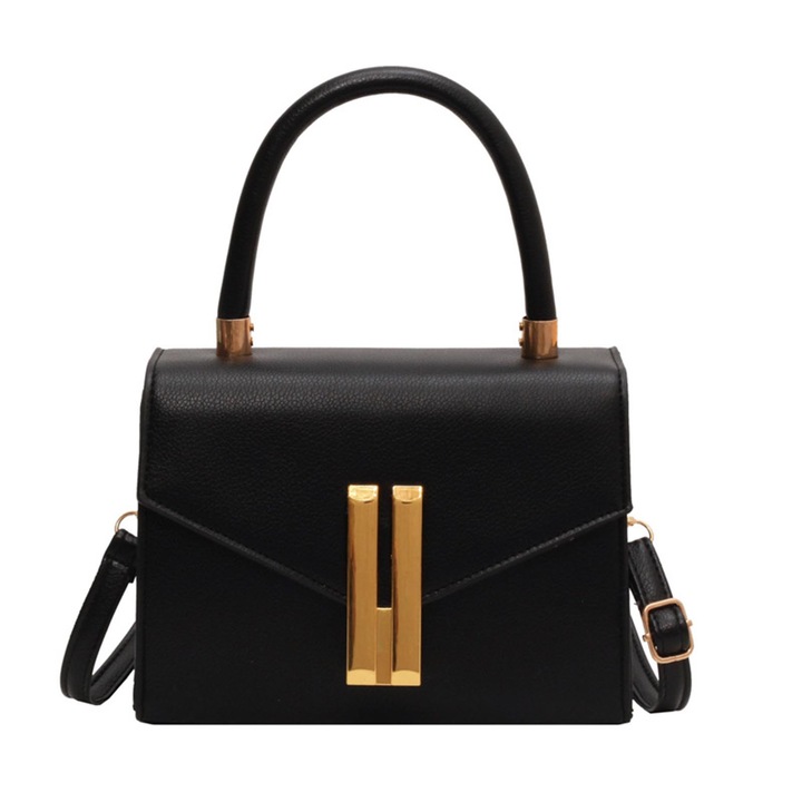 Casual uzleti taska, PU bor, 20x15x8, Fekete, 20 x 15 x 8