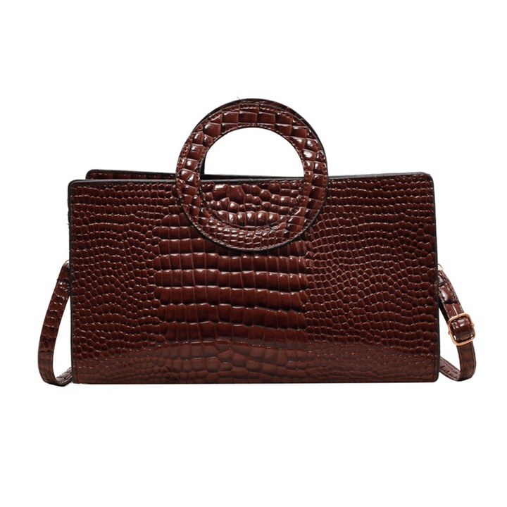 Női válltáska, kerek kialakítású, PU anyagú