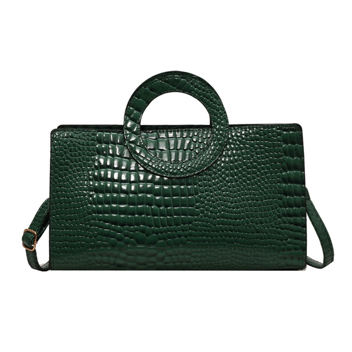 Női válltáska, kerek kialakítású, PU anyagú